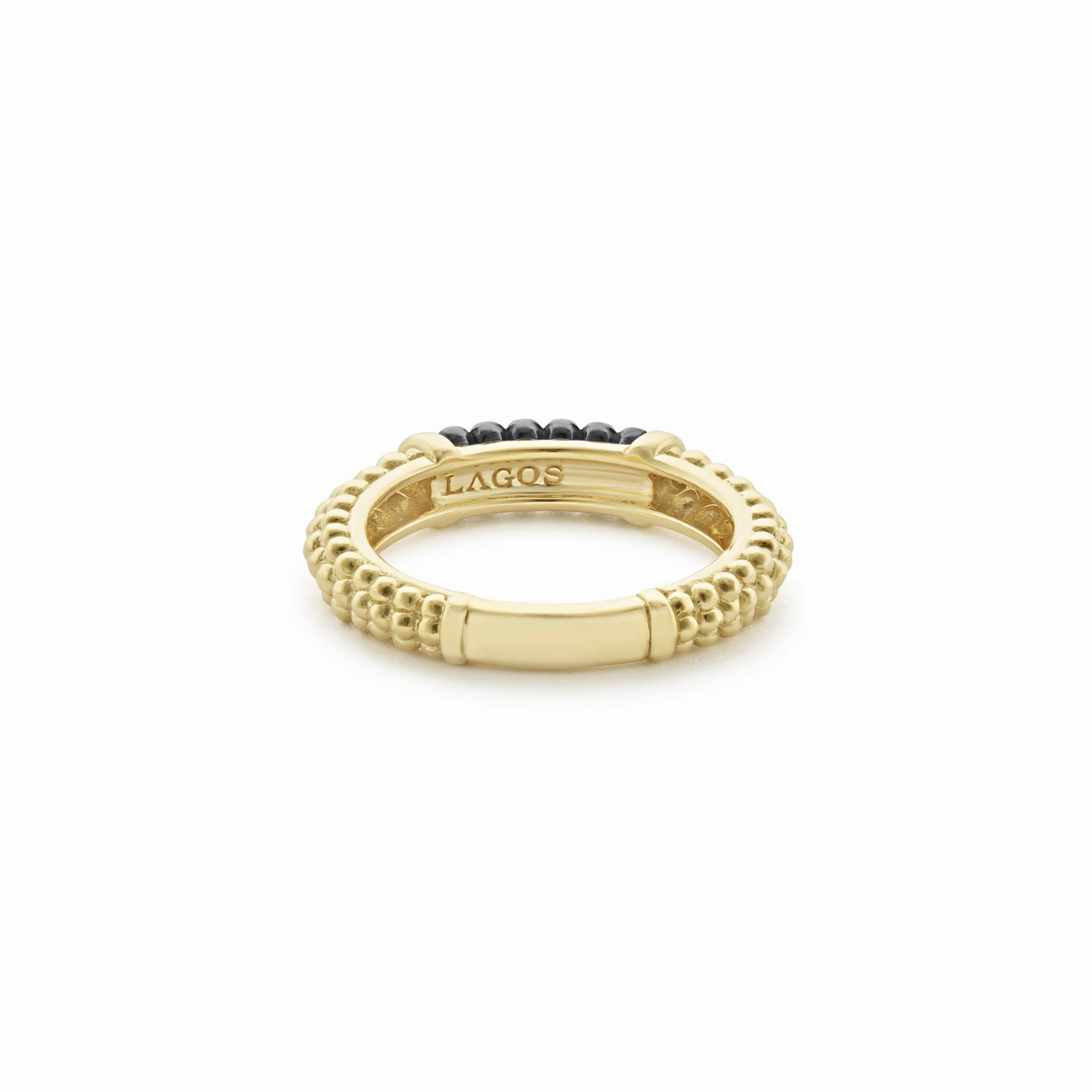 Black Caviar Ceramic 18K Gold Caviar Stacking Ring