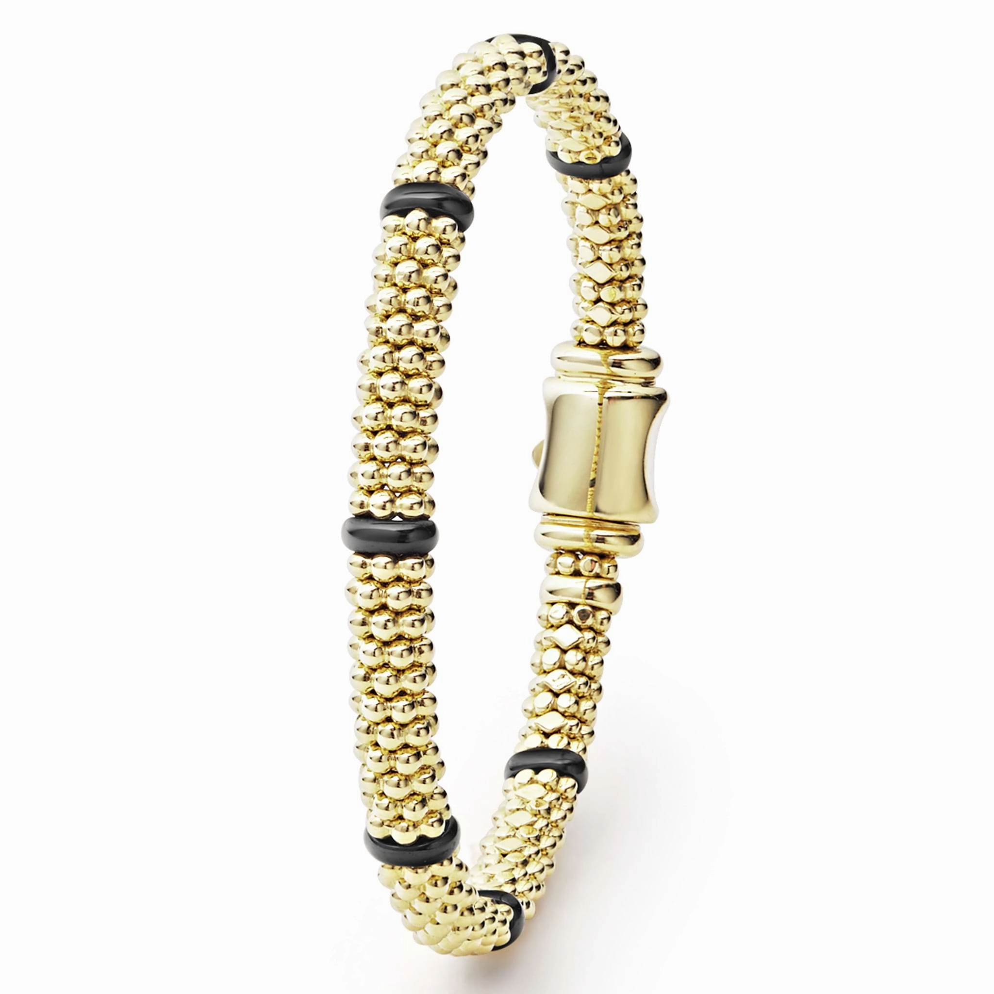 Black Caviar Ceramic and 18K Gold Caviar Bracelet | 6mm
