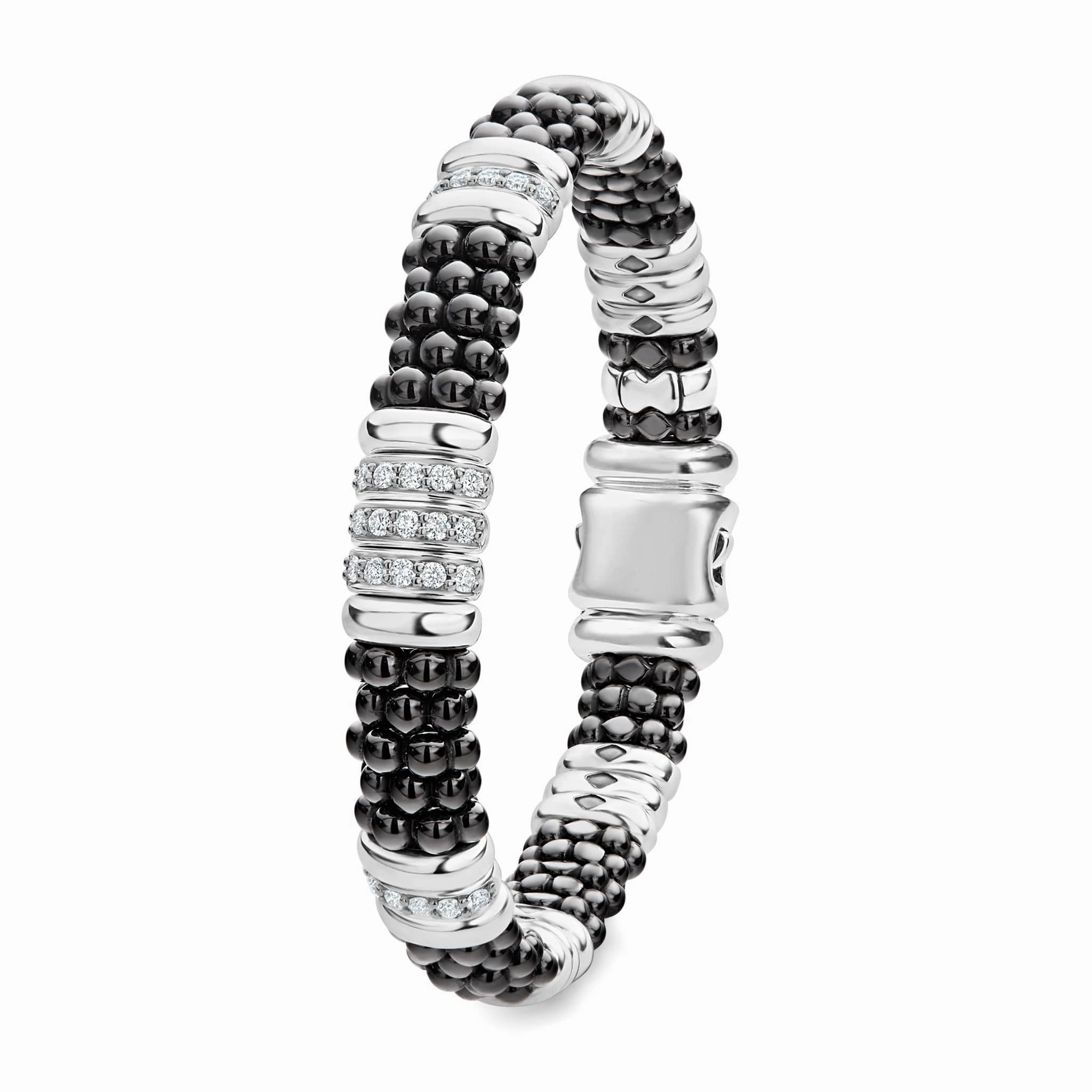 Black Caviar Five Station Ceramic Diamond Bracelet | 9mm