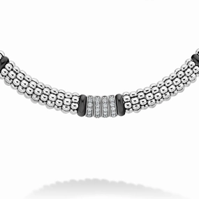 Black Caviar Four Station Diamond Caviar Necklace