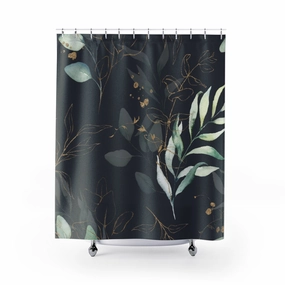 Black Green, Floral shower curtain Lighting,Home Lighting