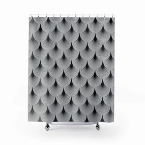 Black Grey Shower Curtain | Art Deco Nouveau Fan Lighting,Home Lighting