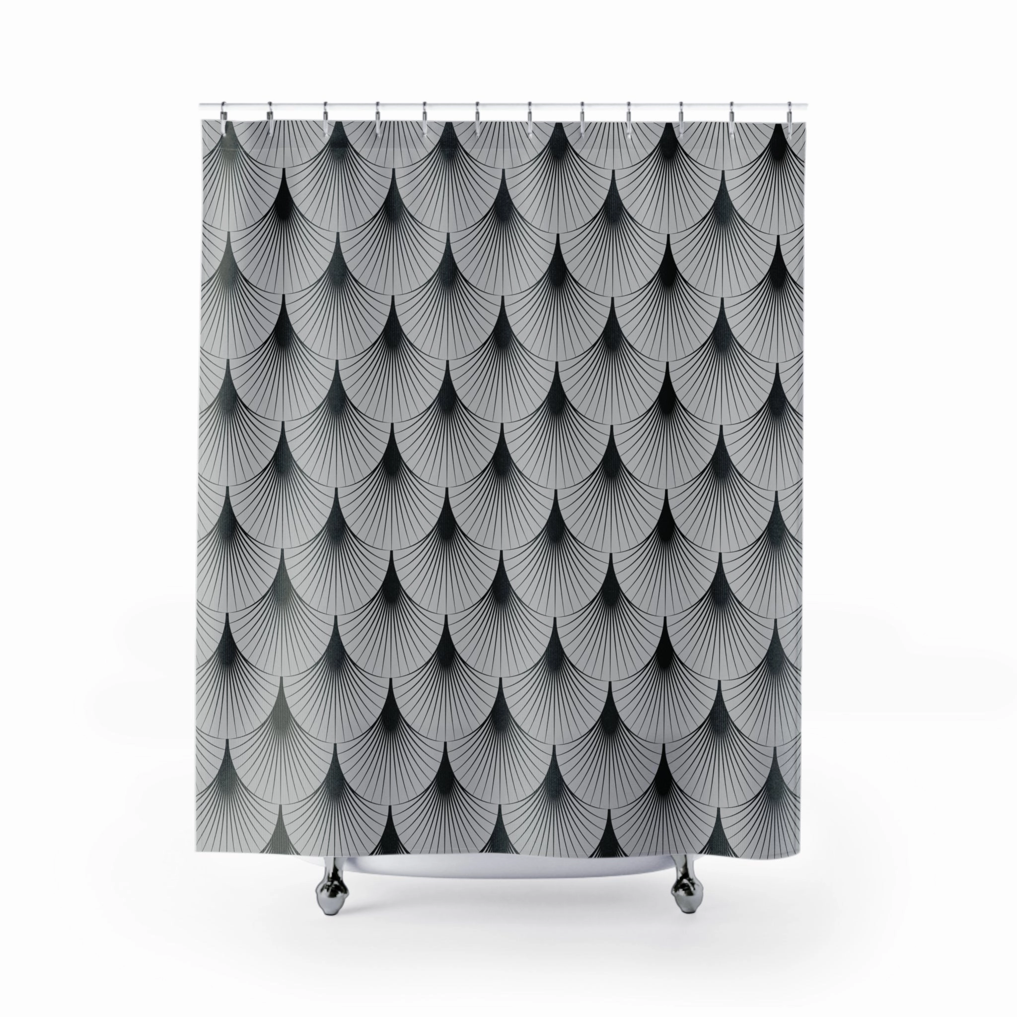 Black Grey Shower Curtain | Art Deco Nouveau Fan Lighting,Home Lighting