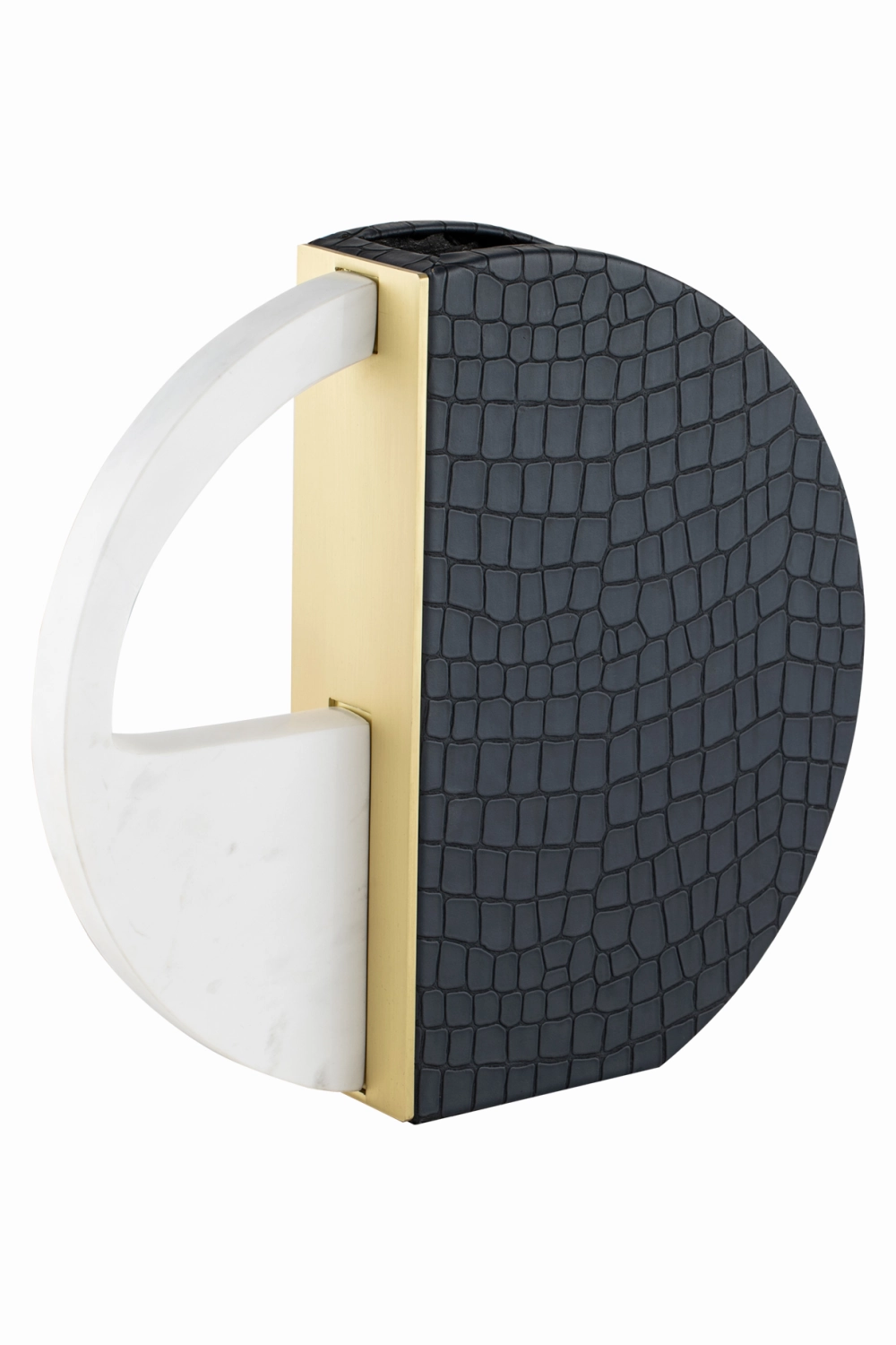 Black Leather and Marble Vase | Liang & Eimil Kalahari
