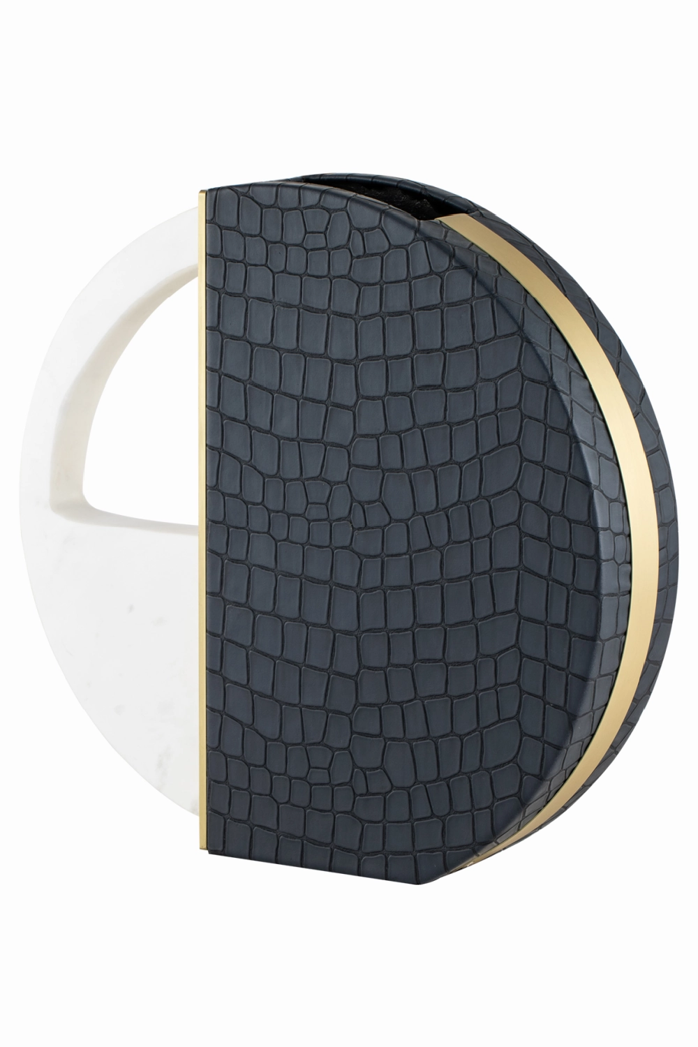 Black Leather and Marble Vase | Liang & Eimil Kalahari
