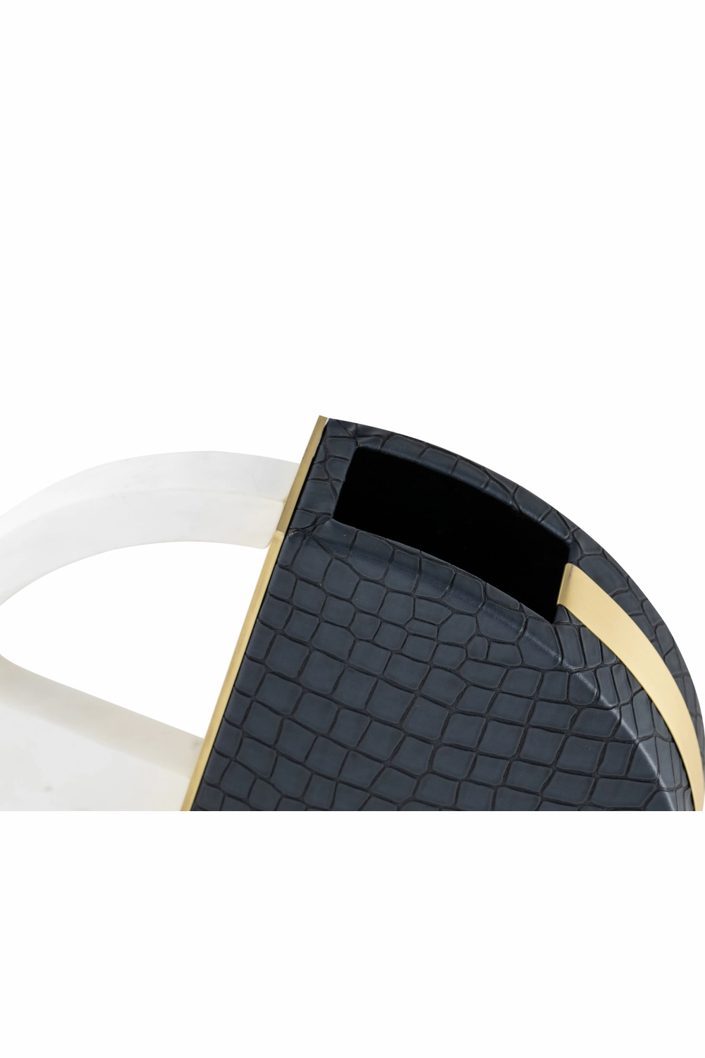 Black Leather and Marble Vase | Liang & Eimil Kalahari