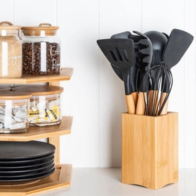 Black Silicone Utensil Set 10 Piece Figurines,Decorative Ornaments