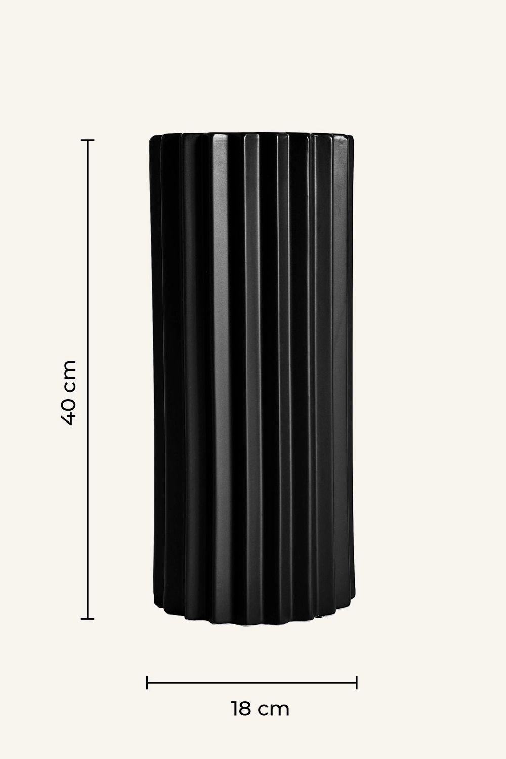 Black Stone Fluted Vase | Vical Home Pliss
