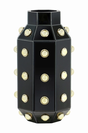 Black Studded Vase | OROA Justa Vase,Glass Vase