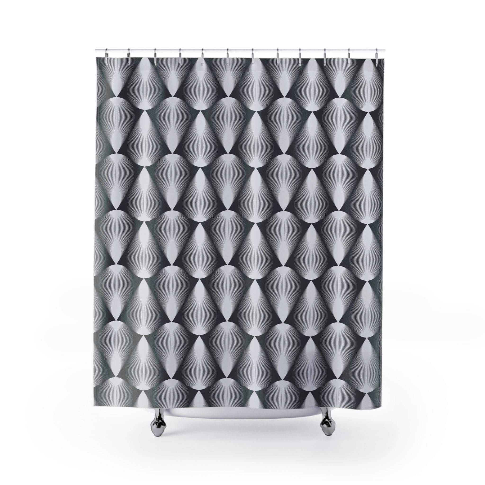 Black White Shower Curtain | Grey Geometric Art Deco Lighting,Home Lighting