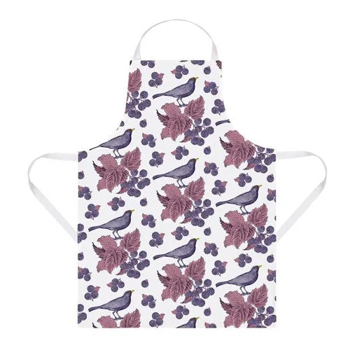 Blackbird & Bramble Apron, 60 x 80cm, White/Purple/Pink