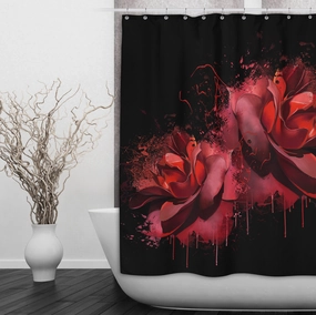 Bleeding Red Rose Shower Curtains and Optional Bath Mats Lighting,Lamps Fixtures
