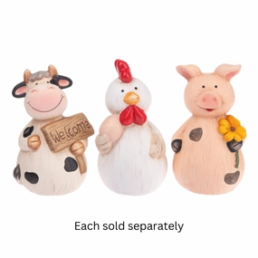 Bless This Farm Animal Cow, Chicken, or Pig 6" Figurine Decorative Mirror,Home Decor Mirror