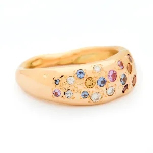 'Blob' Ring with Diamonds & Sapphires