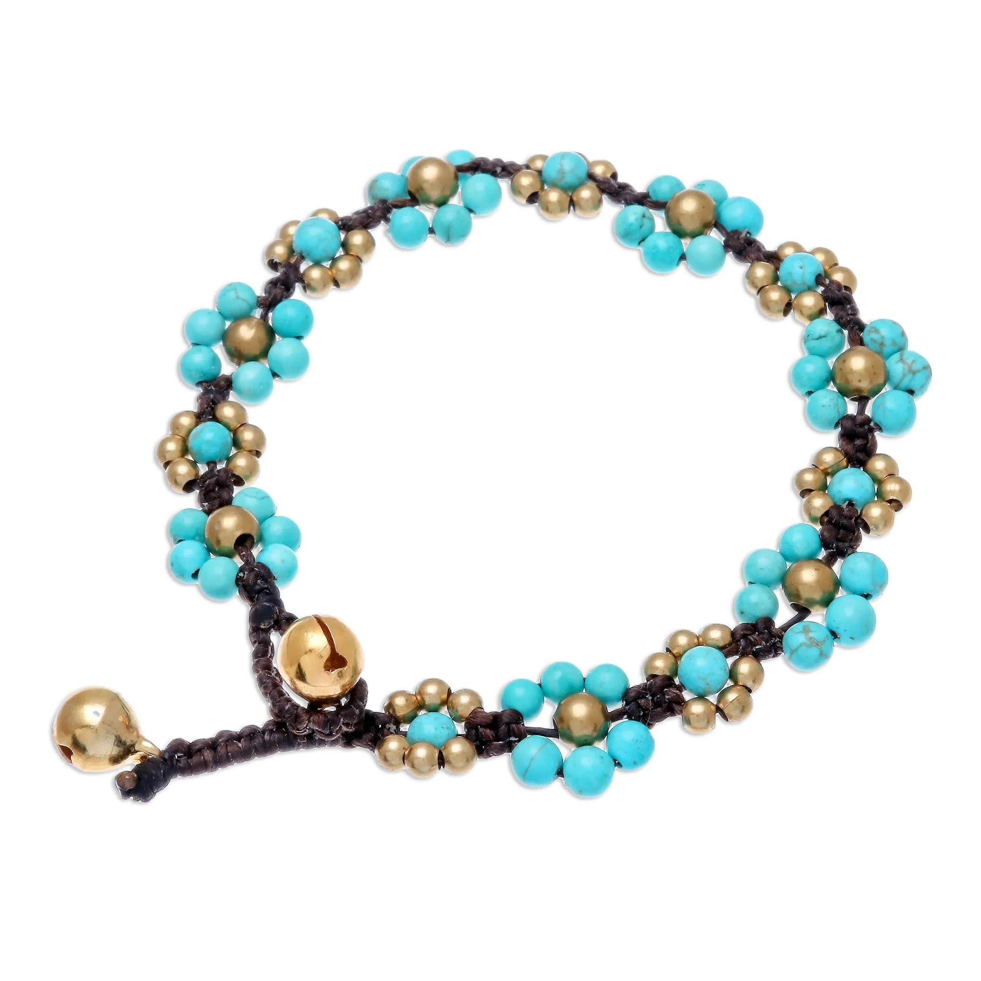 Blooming with Love Calcite Beaded Macrame Bracelet from Thailand