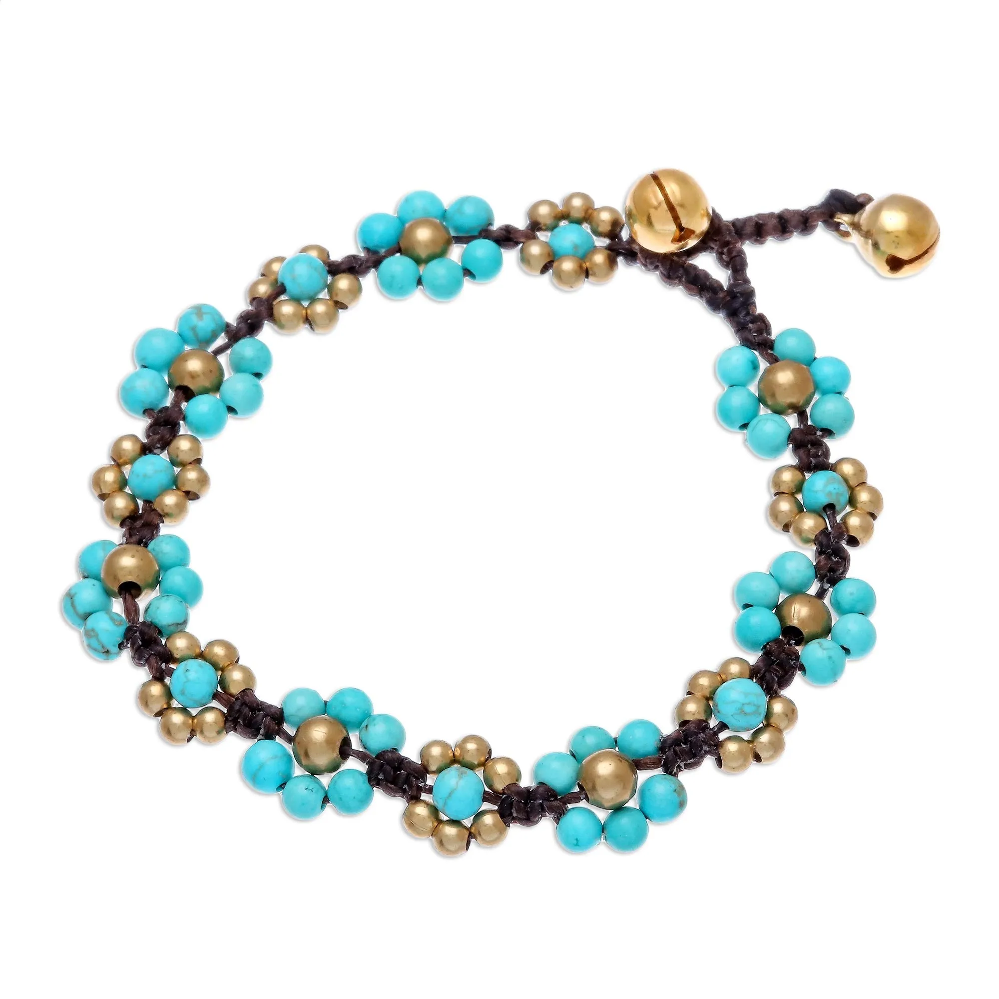 Blooming with Love Calcite Beaded Macrame Bracelet from Thailand
