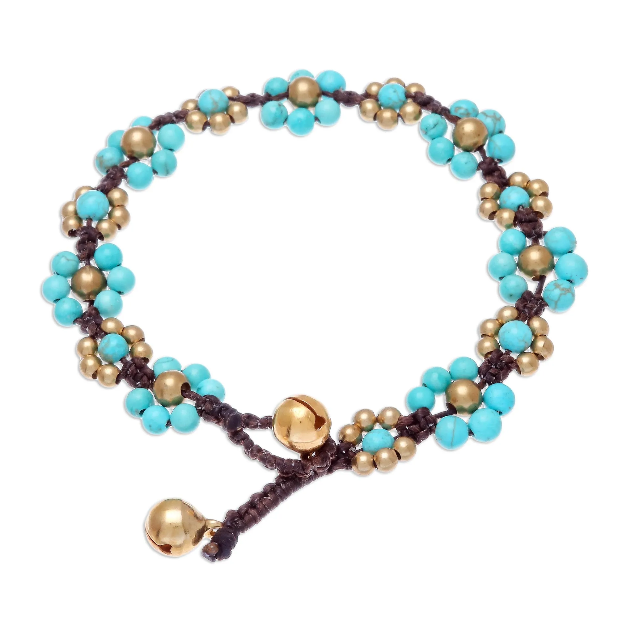 Blooming with Love Calcite Beaded Macrame Bracelet from Thailand