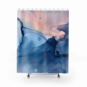 Blue and Pink Liquid Ink Print Shower Curtain Lighting,Home Lighting