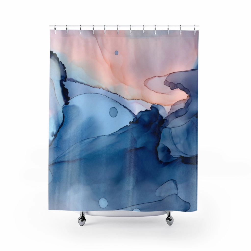Blue and Pink Liquid Ink Print Shower Curtain Lighting,Home Lighting