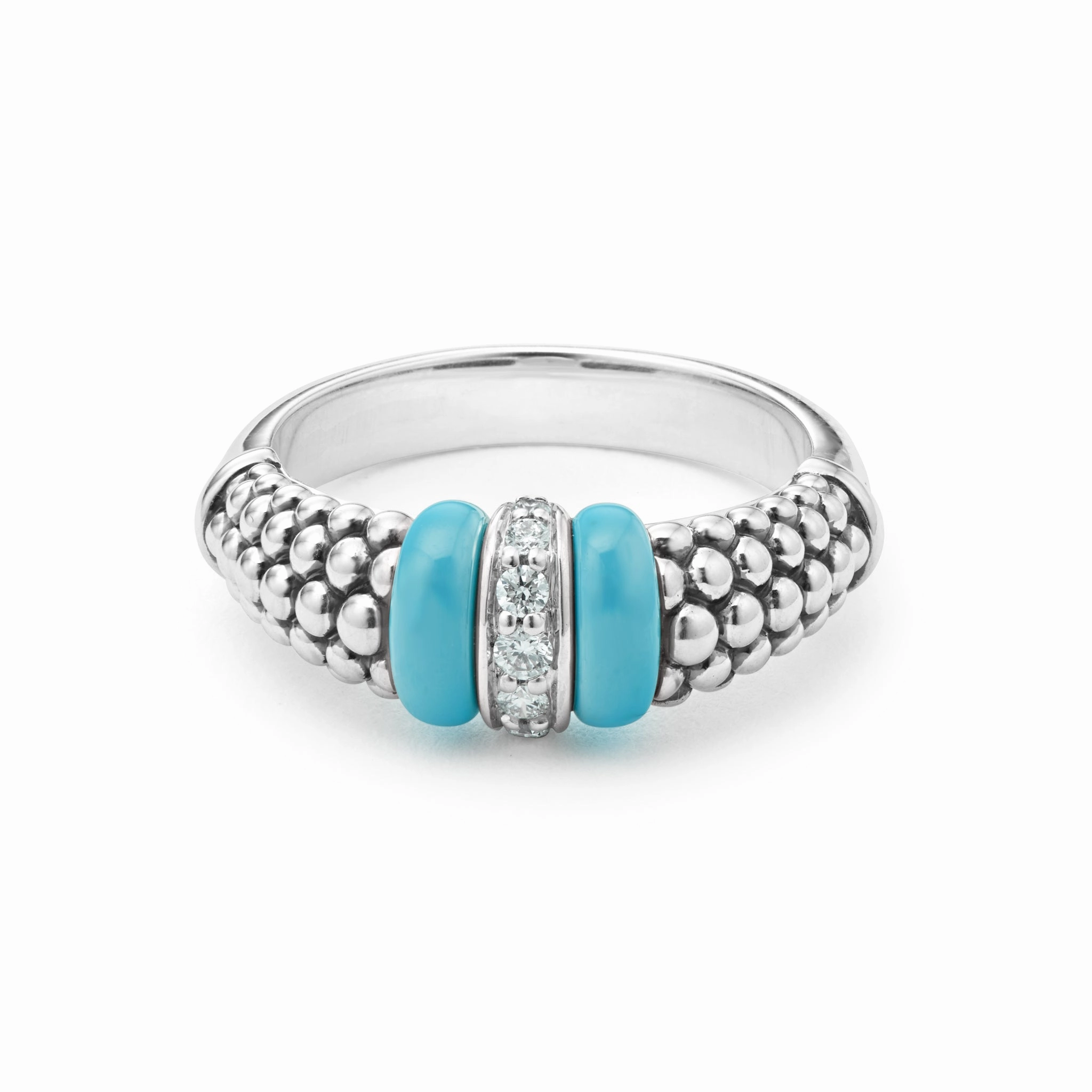 Blue Caviar Blue Ceramic and Caviar Diamond Ring
