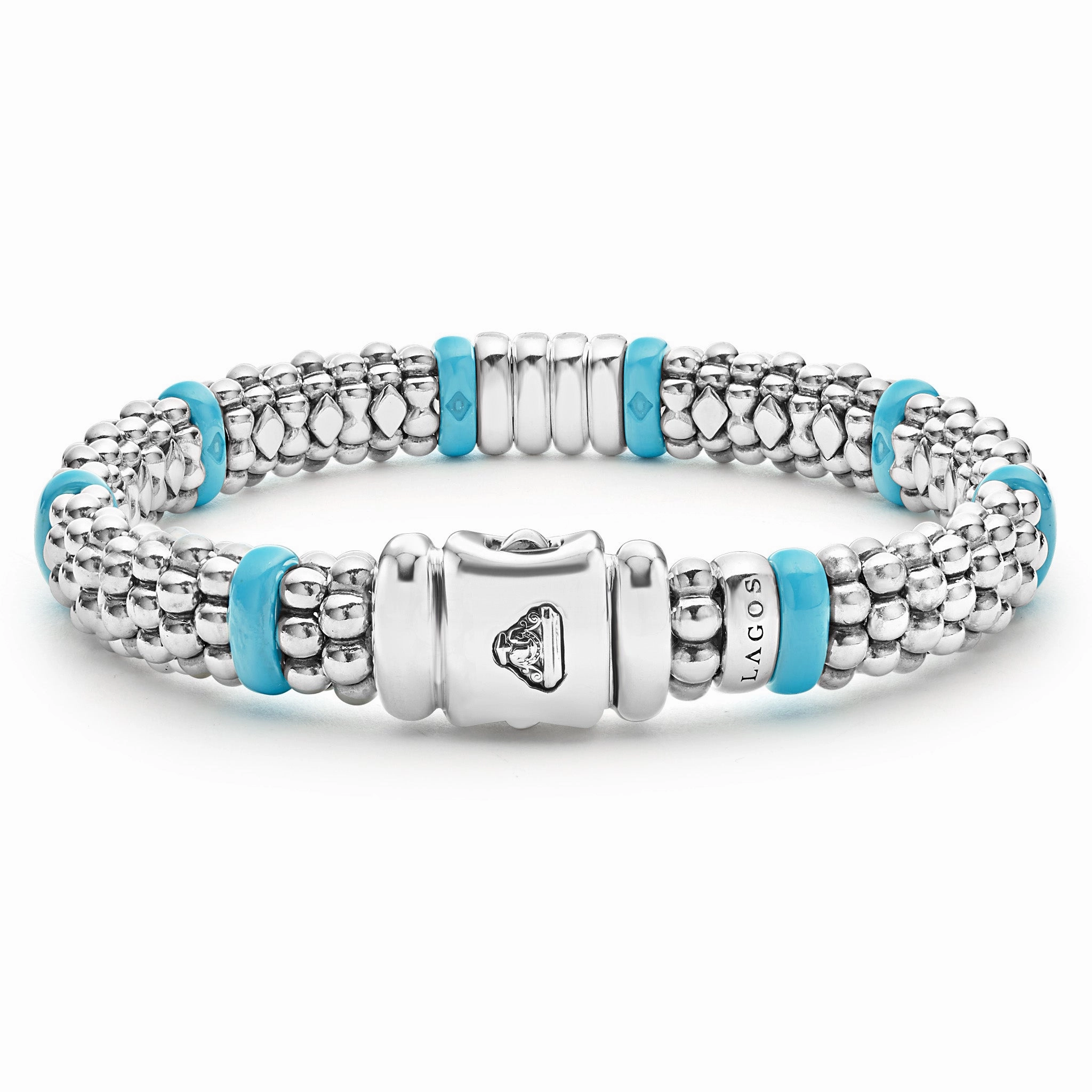 Blue Caviar Blue Four Station Diamond Caviar Bracelet | 9mm