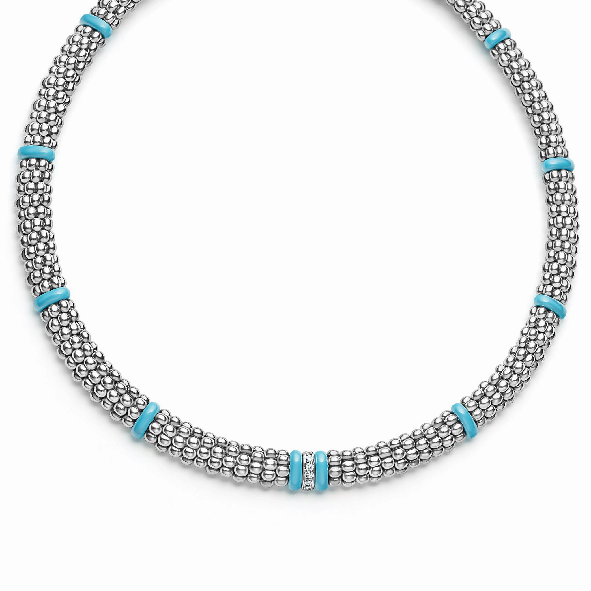Blue Caviar Blue Single Station Diamond Caviar Necklace