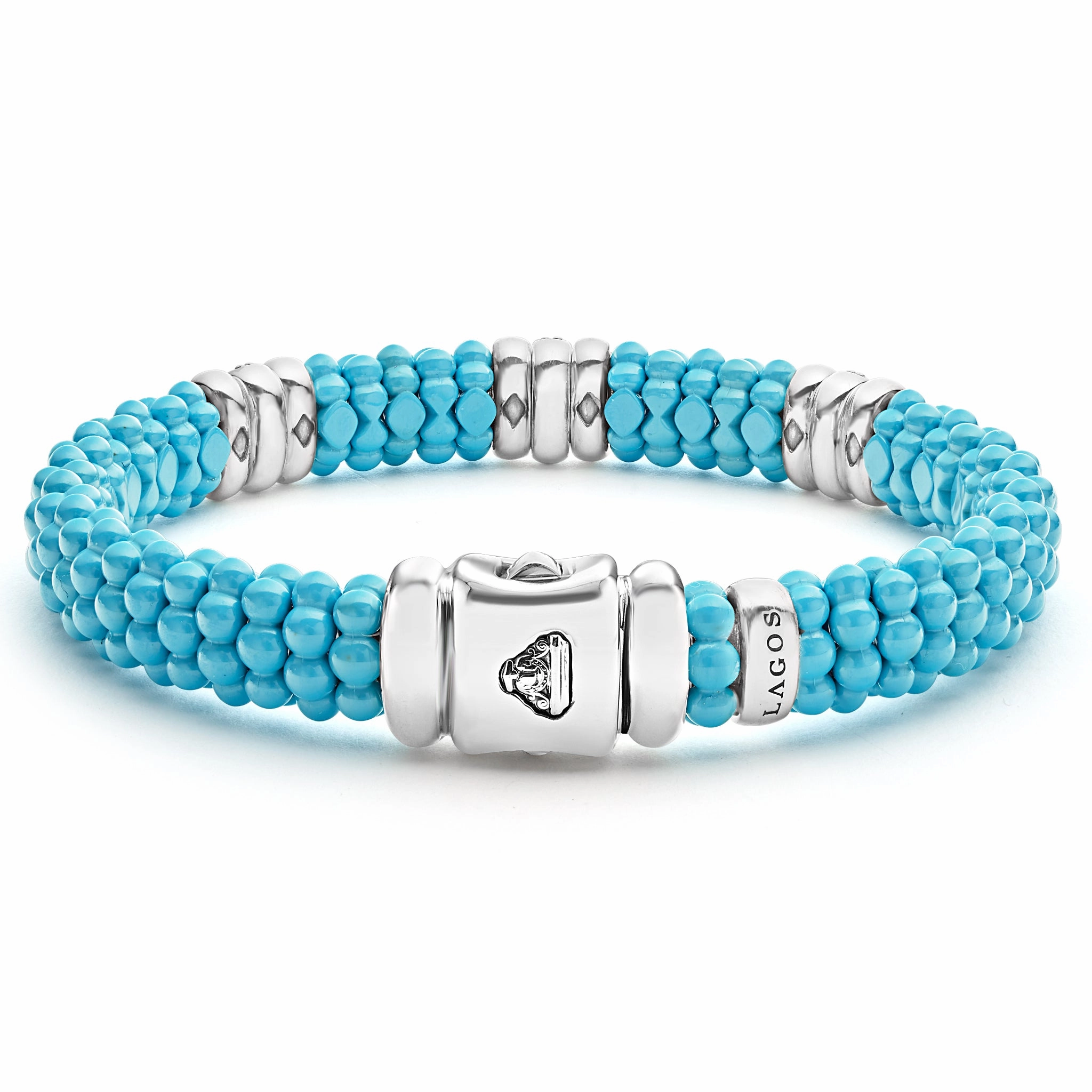 Blue Caviar Blue Three Station Ceramic Diamond Bracelet | 9mm