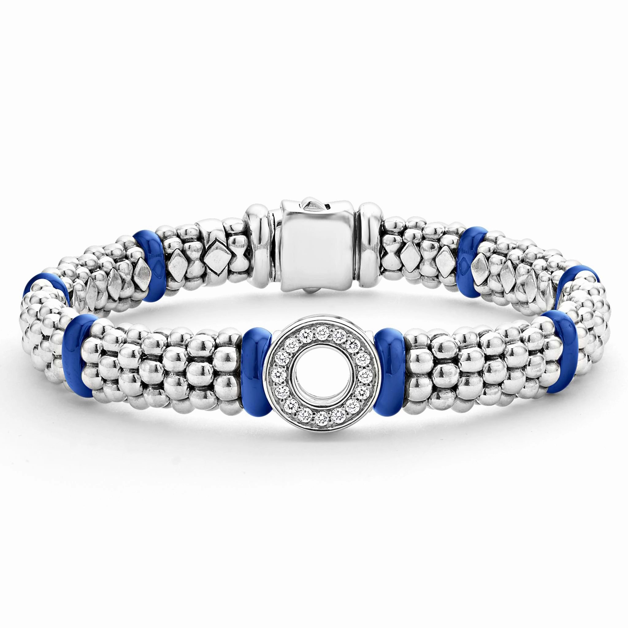 Blue Caviar Ultramarine Ceramic and Diamond Circle Bracelet | 9mm