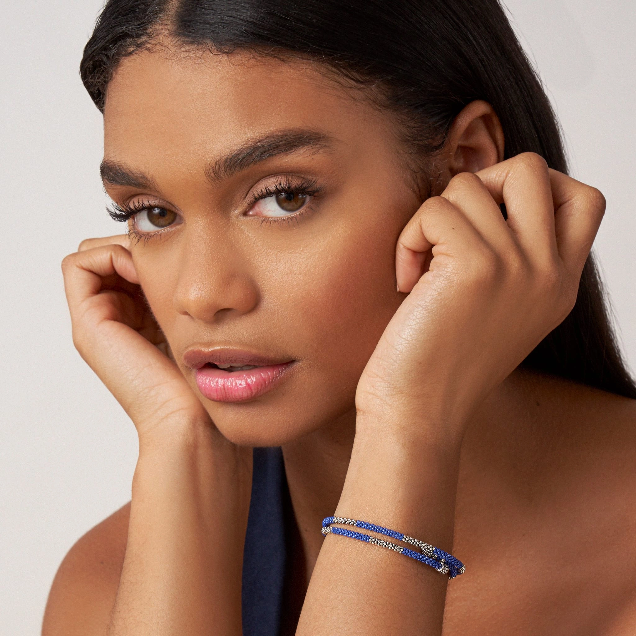 Blue Caviar Ultramarine Ceramic Beaded Wrap Bracelet