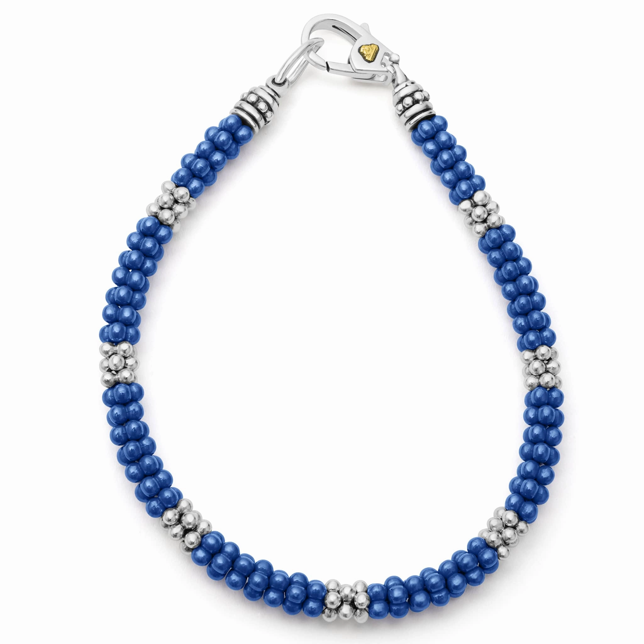 Blue Caviar Ultramarine Seven Silver Station Ceramic Bracelet | 5mm