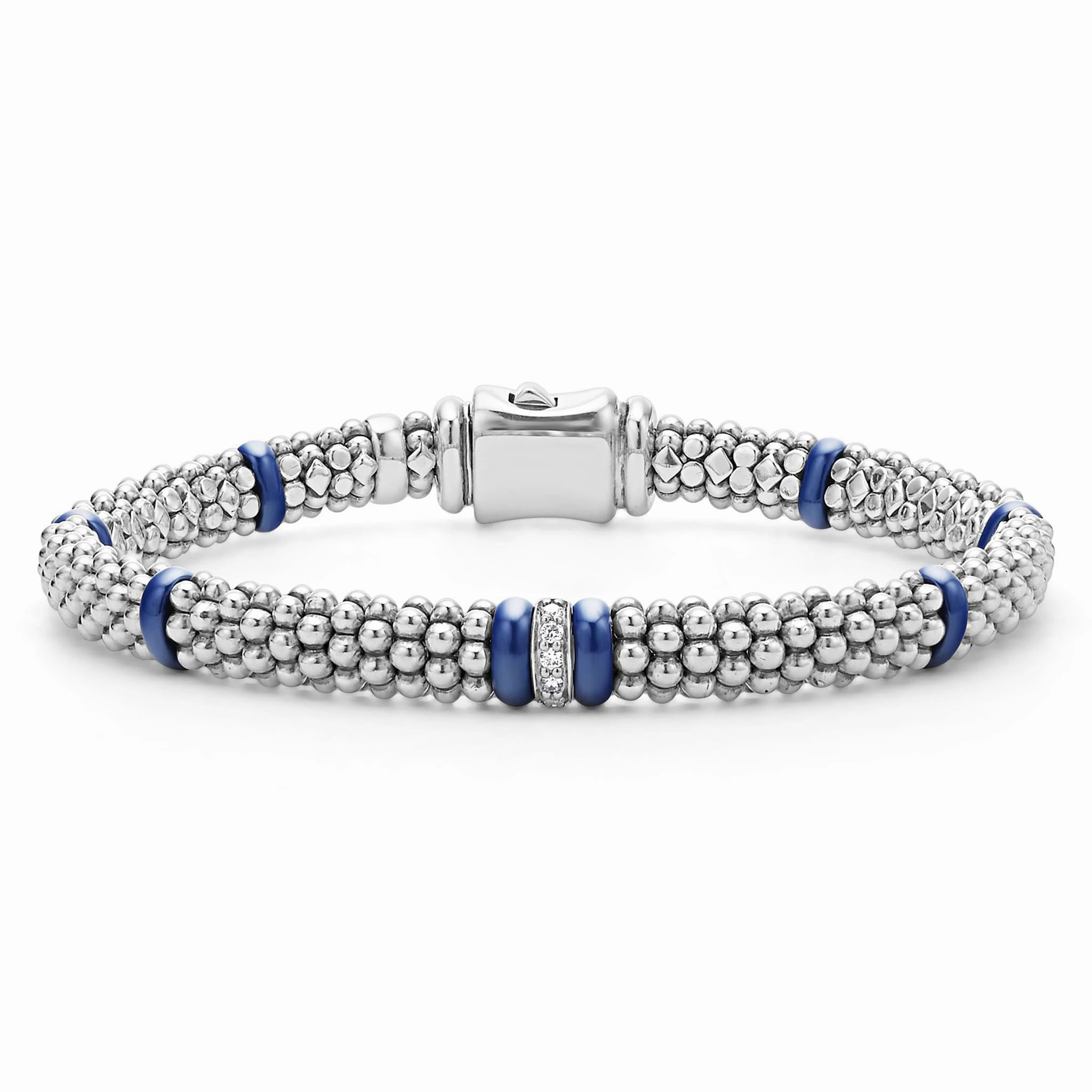 Blue Caviar Ultramarine Single Station Diamond Caviar Bracelet | 6mm