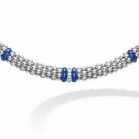 Blue Caviar Ultramarine Single Station Diamond Caviar Necklace