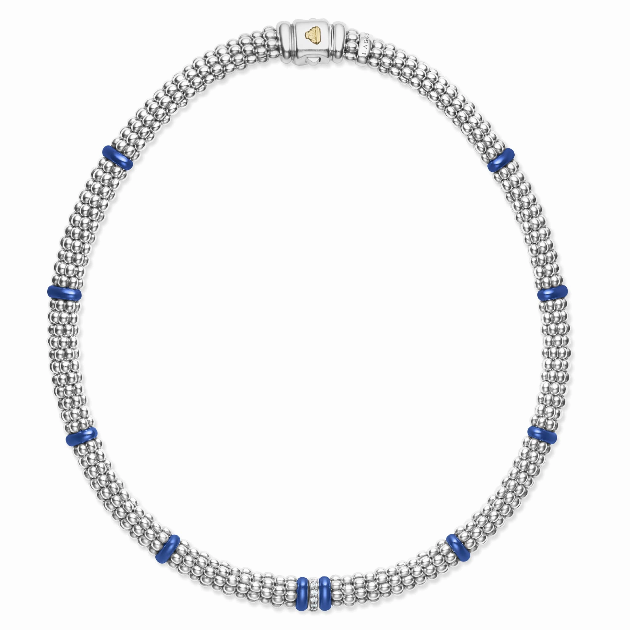 Blue Caviar Ultramarine Single Station Diamond Caviar Necklace