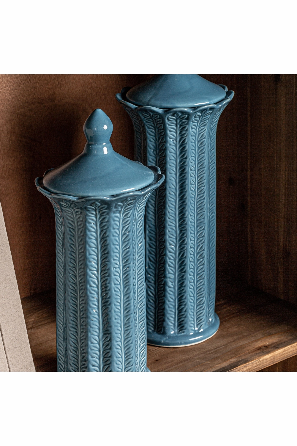 Blue Ceramic Leaves Vase L | Vical Home Zaea