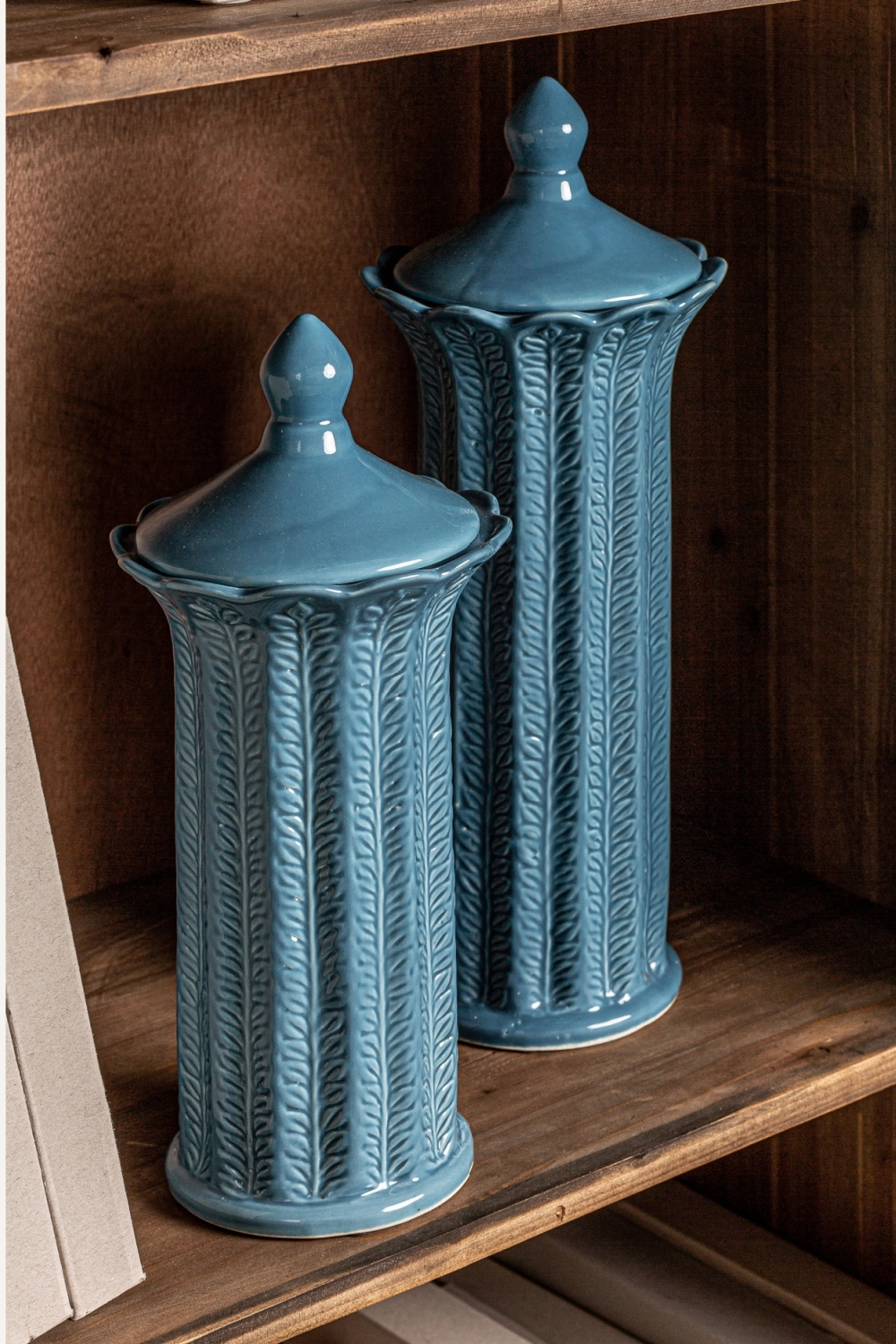 Blue Ceramic Leaves Vase L | Vical Home Zaea