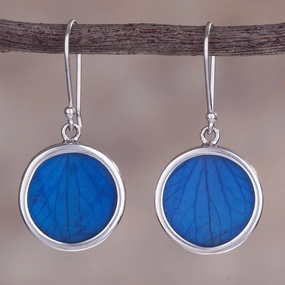 Blue Eden Sterling Silver and Natural Leaf Earrings in Blue from Peru