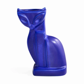Blue Glazed Stoneware Vase | Jonathan Adler Cobalt Cat Vase,Glass Vase