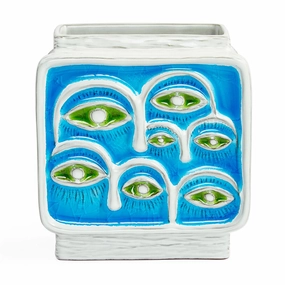 Blue Melted Glass Vase | Jonathan Adler Menagerie Eyes Vase,Glass Vase