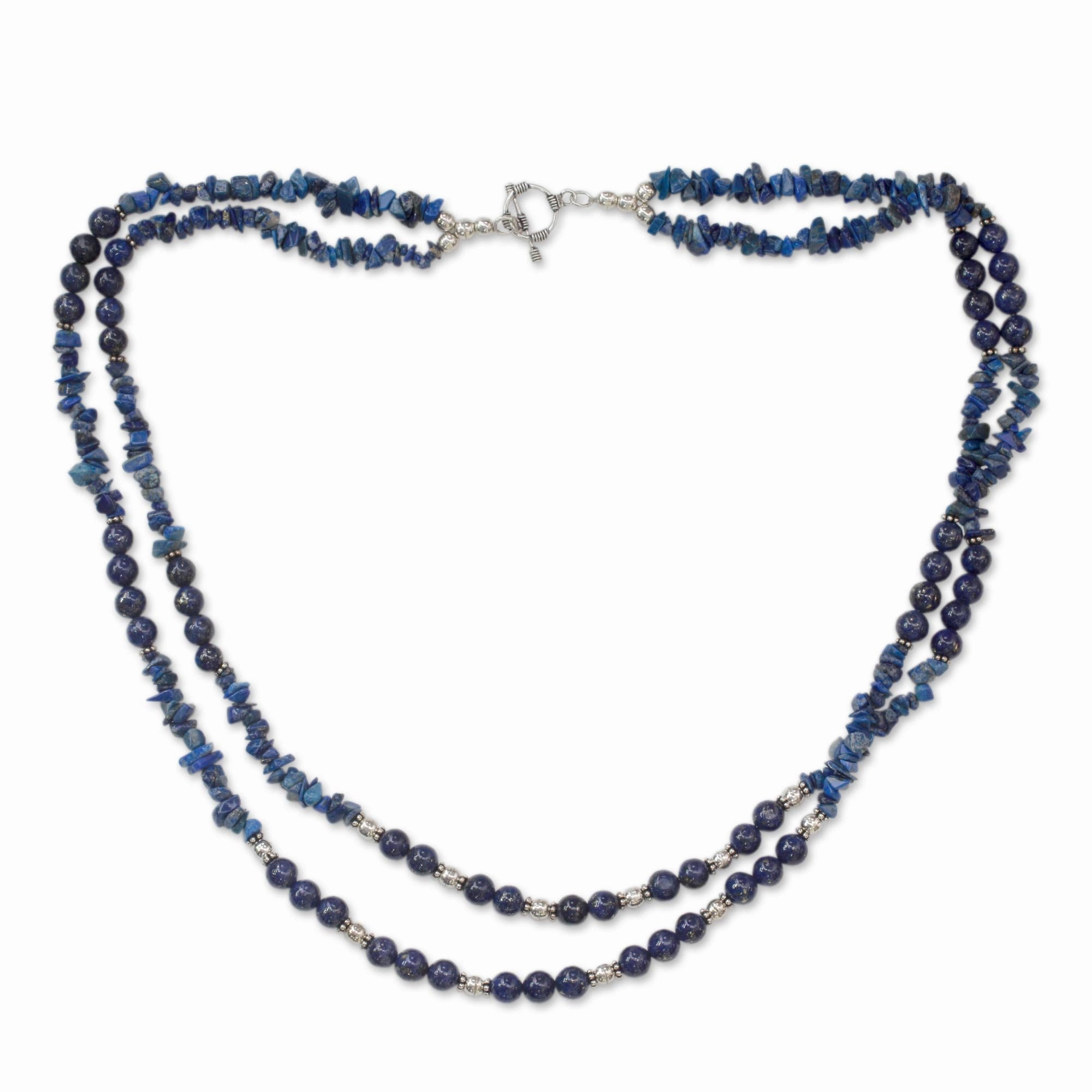 Blue Mystique Handcrafted Lapis Lazuli Double Strand Necklace