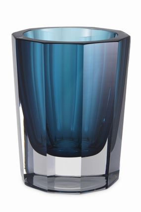 Blue Octagonal Glass Vase | Eichholtz Chavez Vase,Glass Vase