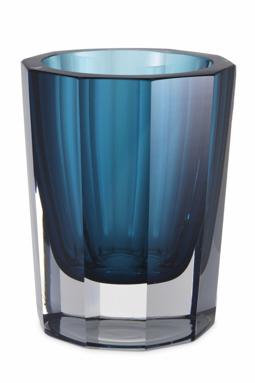 Blue Octagonal Glass Vase | Eichholtz Chavez Vase,Glass Vase