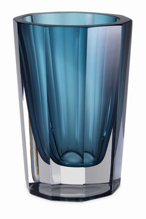 Blue Octagonal Glass Vase | Eichholtz Chavez L Vase,Glass Vase