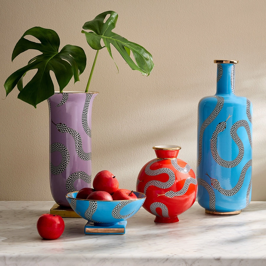 Blue Porcelain Serpent Bottle Vase | Jonathan Adler Eden