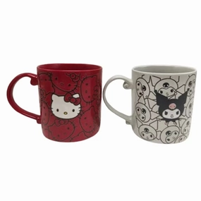 Blue Sky Clayworks Sanrio Hello Kitty and Kuromi Faces Repeated Set of 2 Mugs Decorative Mirror,Home Decor Mirror