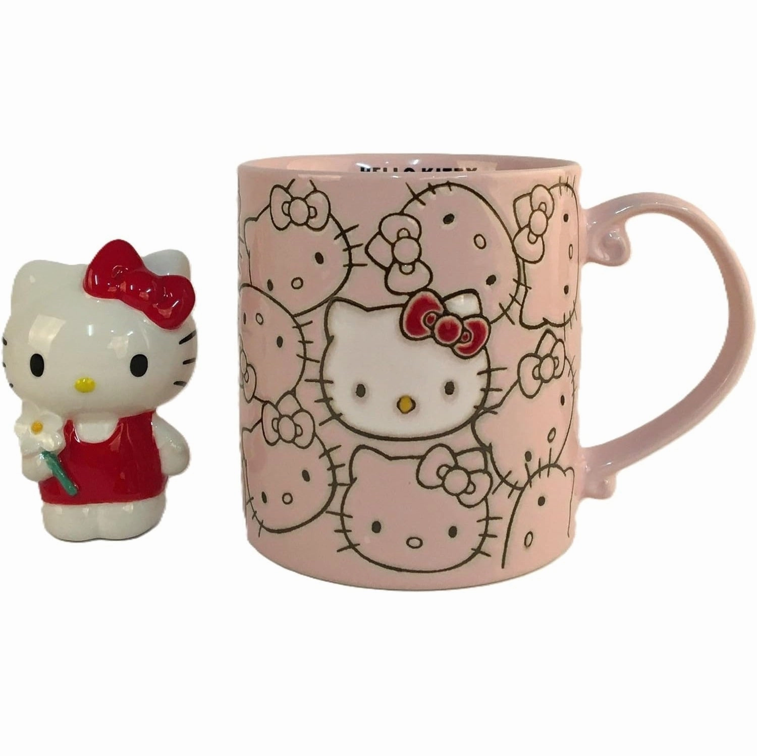 Blue Sky Clayworks Sanrio Hello Kitty Face Repeated Pink Mug and Figurine Set Decorative Mirror,Home Decor Mirror