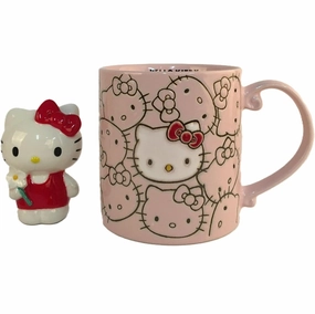 Blue Sky Clayworks Sanrio Hello Kitty Face Repeated Pink Mug and Figurine Set Decorative Mirror,Home Decor Mirror