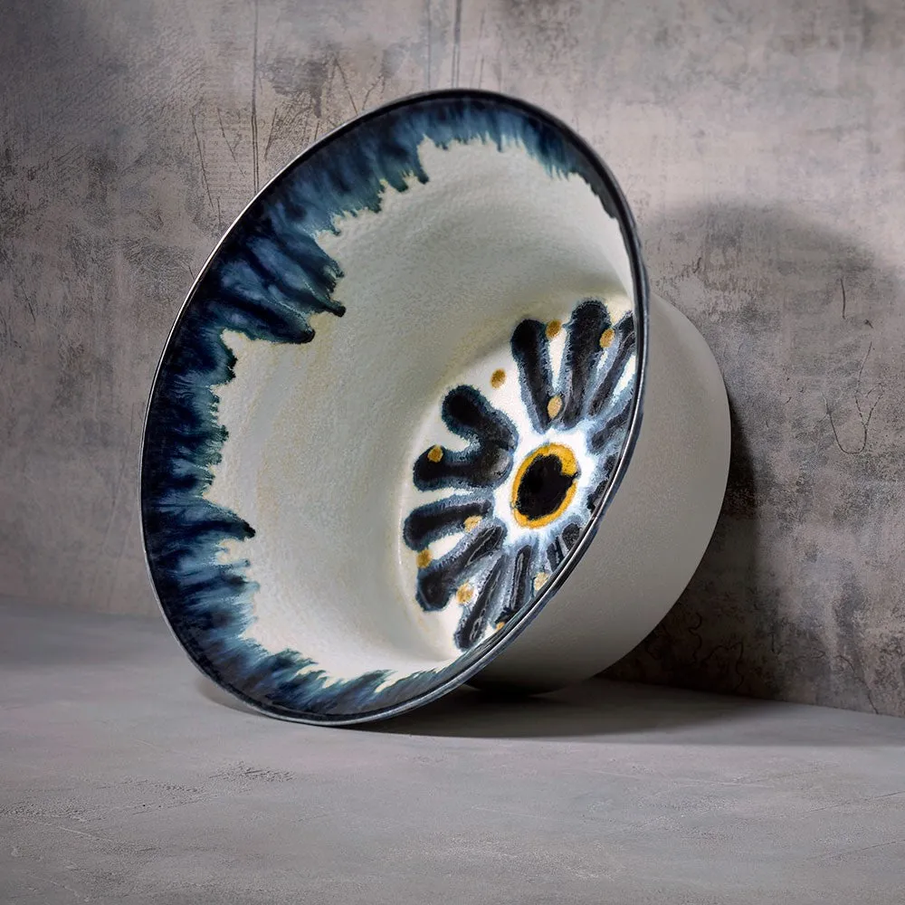 Bohme Medium bowl, H13 x Dia29cm, Blue/ White/ Yellow