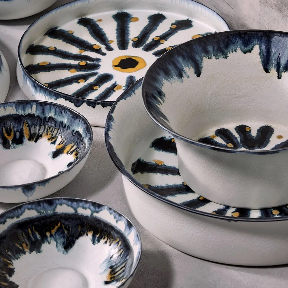 Bohme Medium bowl, H13 x Dia29cm, Blue/ White/ Yellow