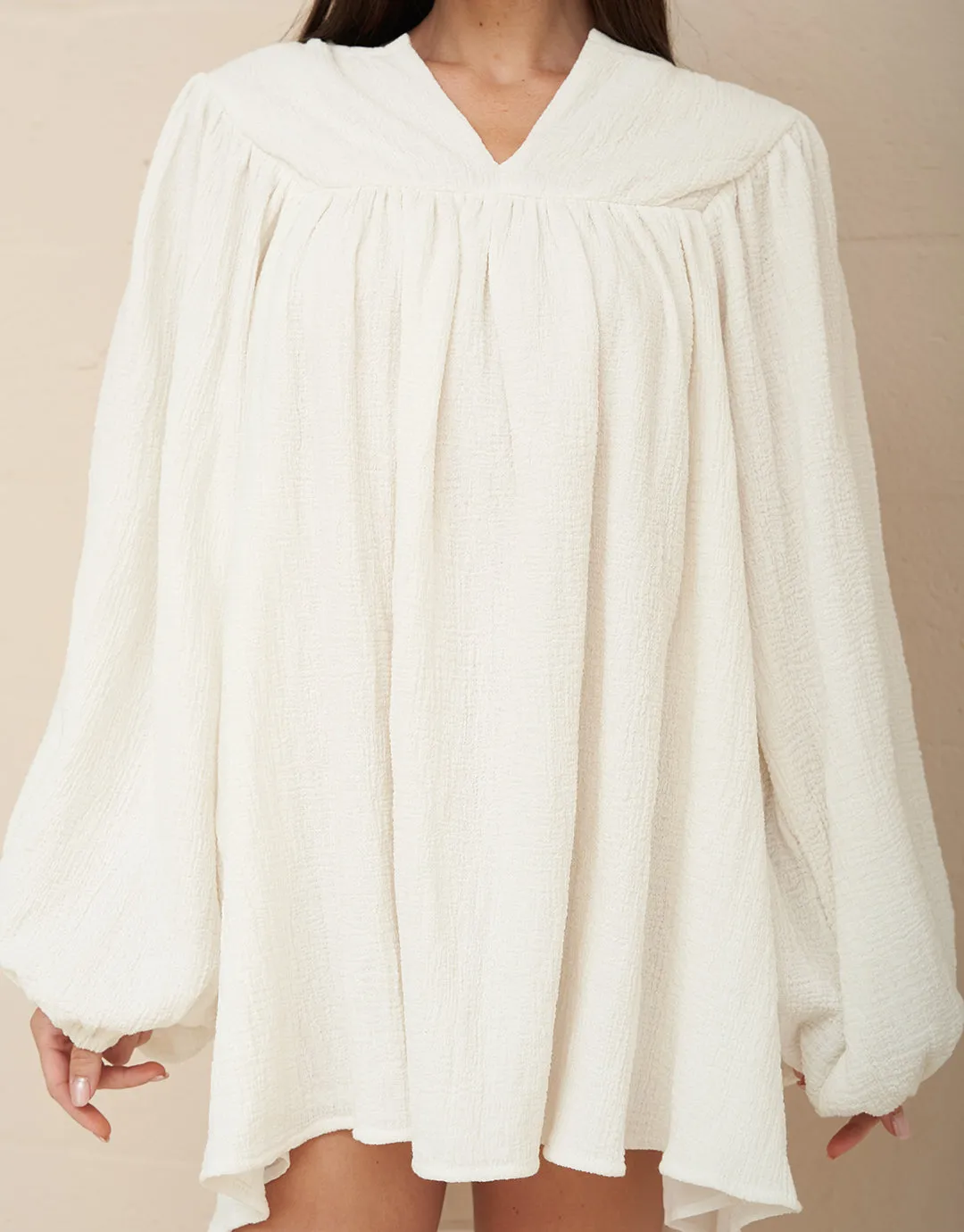 Boho Sleeve Mini Dress - White