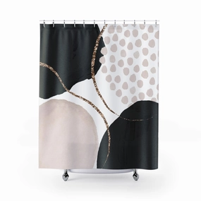 Boho Abstract Shower Curtain | Black White Ivory Lighting,Home Lighting